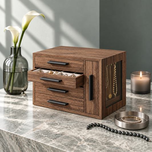 Adornnest Nocturne Walnut Jewelry Cabinet